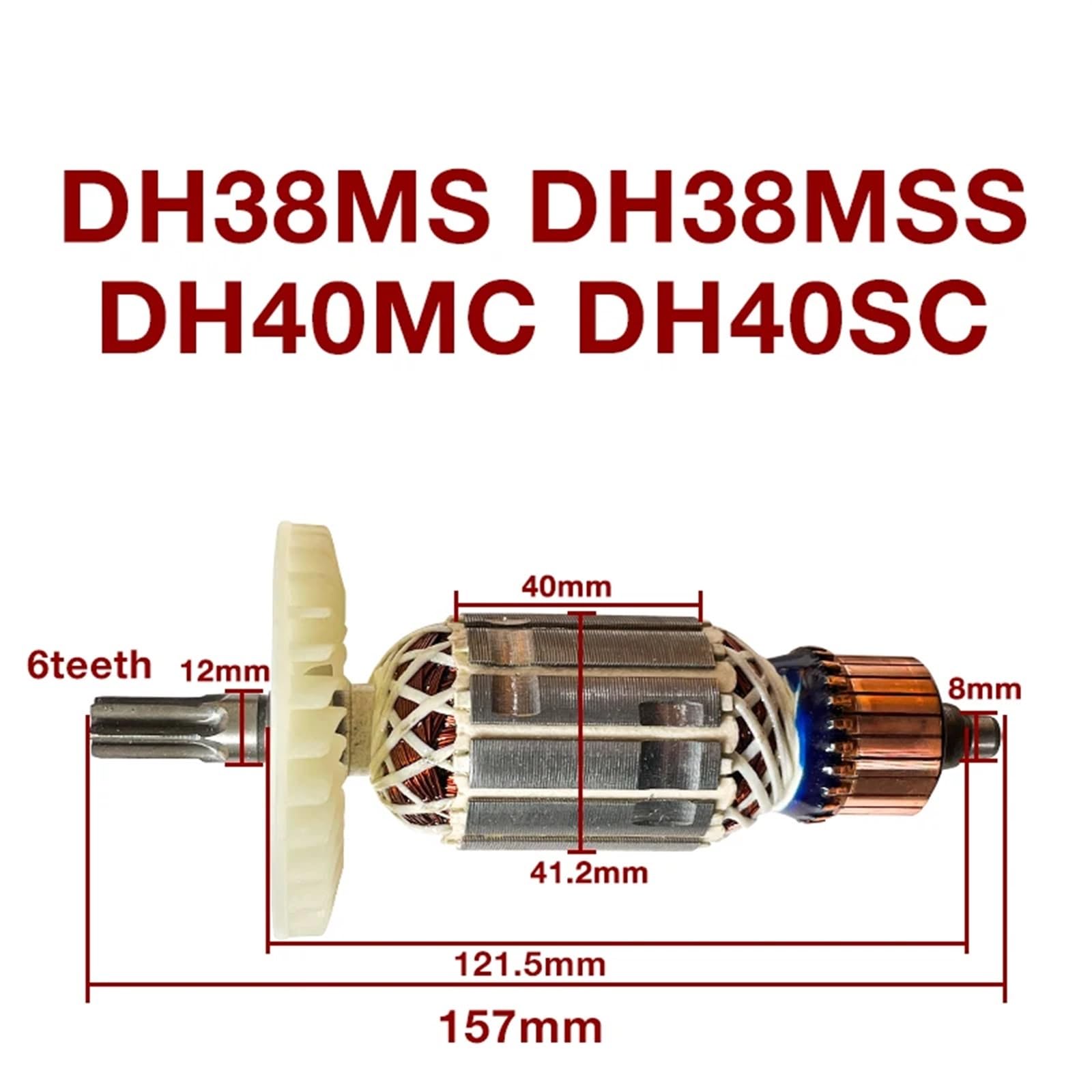 DUNLAP DH38MS Hammer Anker Rotor Fit for Hitachi DH38MS DH38MSS DH40MC DH40SC Schlagbohrmaschine Anker Rotor Anker Zubehör Ersatz
