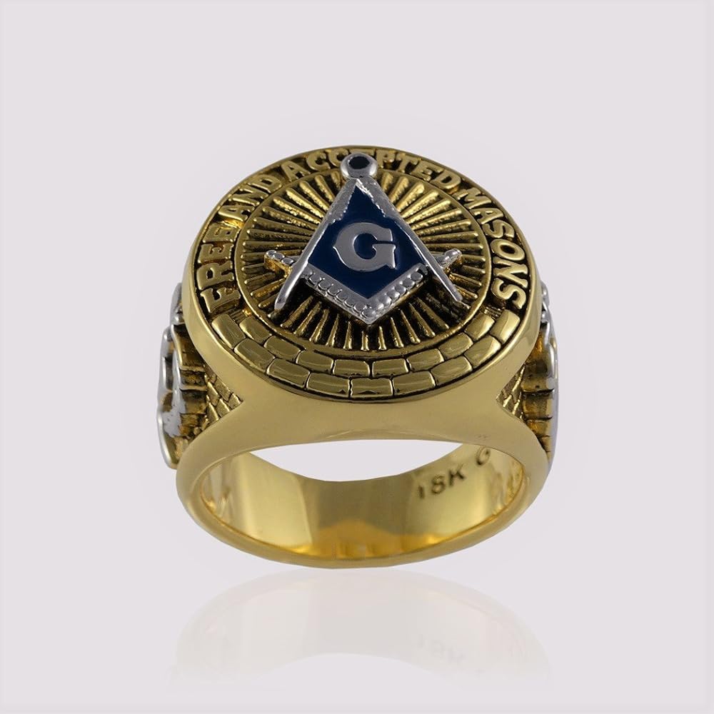 フリーメイソン リング 18Kゴールドメッキ ヴィンテージ スクエアコンパス Amazon.co.jp: スクエア&コンパス フリーメイソンブルーストーン
