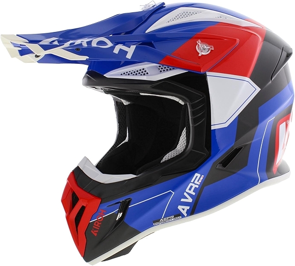 Шлем для кросс-мотоциклов Airoh Aviator Ace 2, Shield, синий, белый, красный