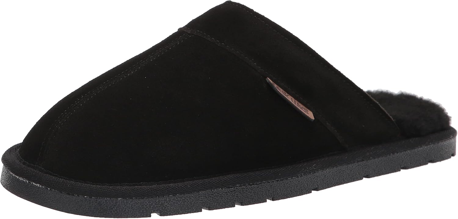 MUK LUKS Leather Goods Men's Abbott Slipper, Ebony, 12