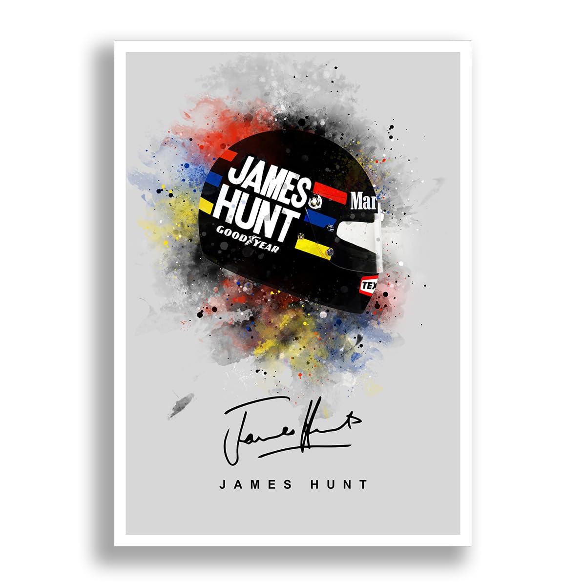 James Hunt signed photo F1 legend helmet poster print autograph framed display memorabilia gift (A3 poster only)