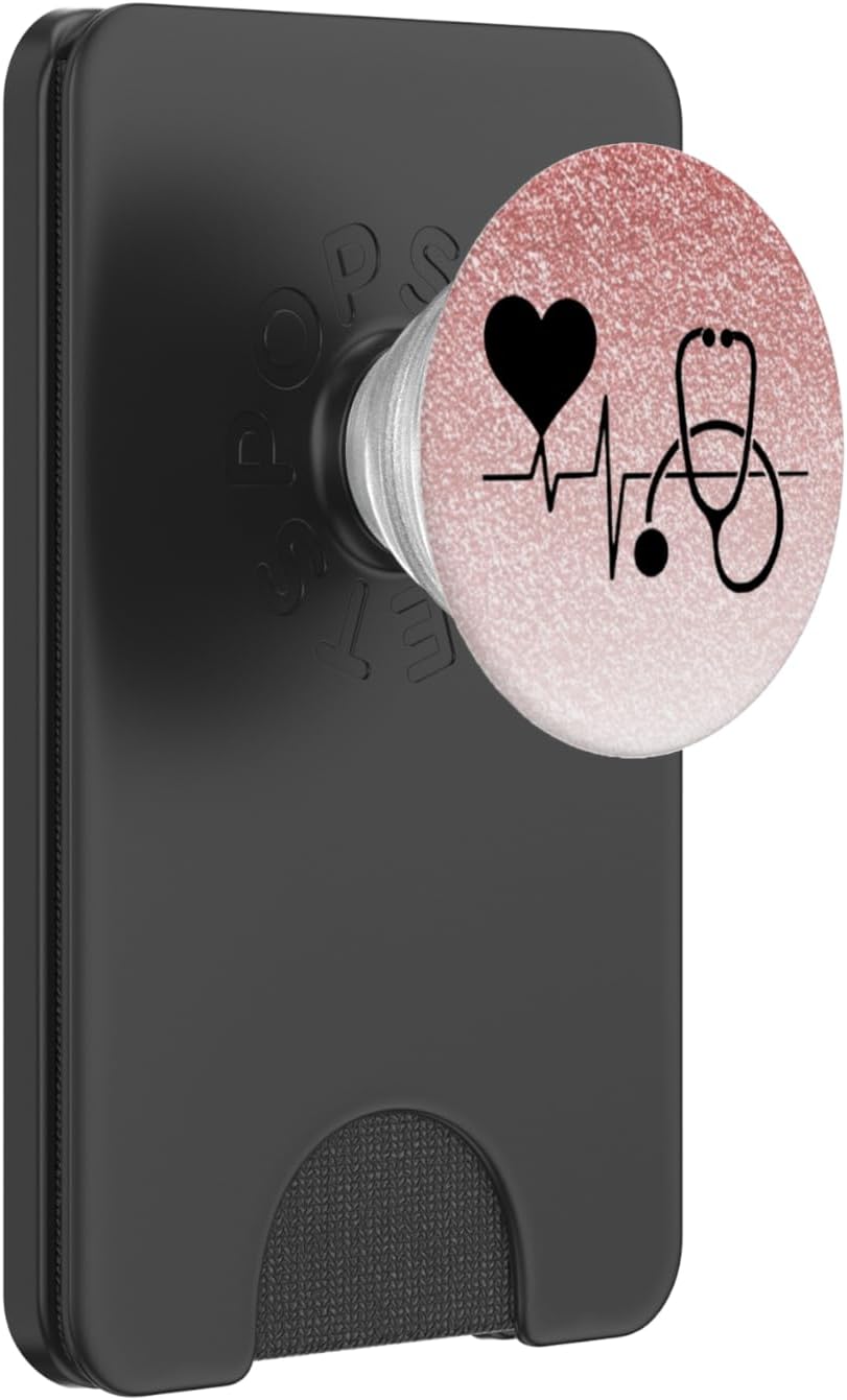 Nurse Rose-Gold Phone Grip - Doctor, Nurse Stethoscope PopSockets PopGrip for MagSafe