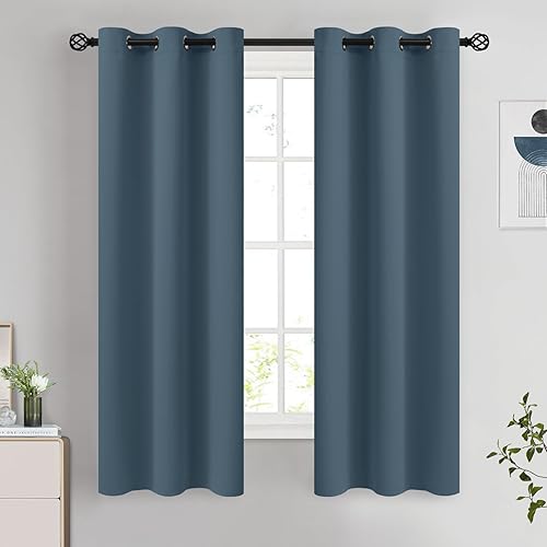 Miniatura 228 de COSVIYA Cortinas 100% opacas para dormitorio con forro negro, bloqueo de luz completa, aislamiento térmico y ojales, tratamiento de ventana de 54