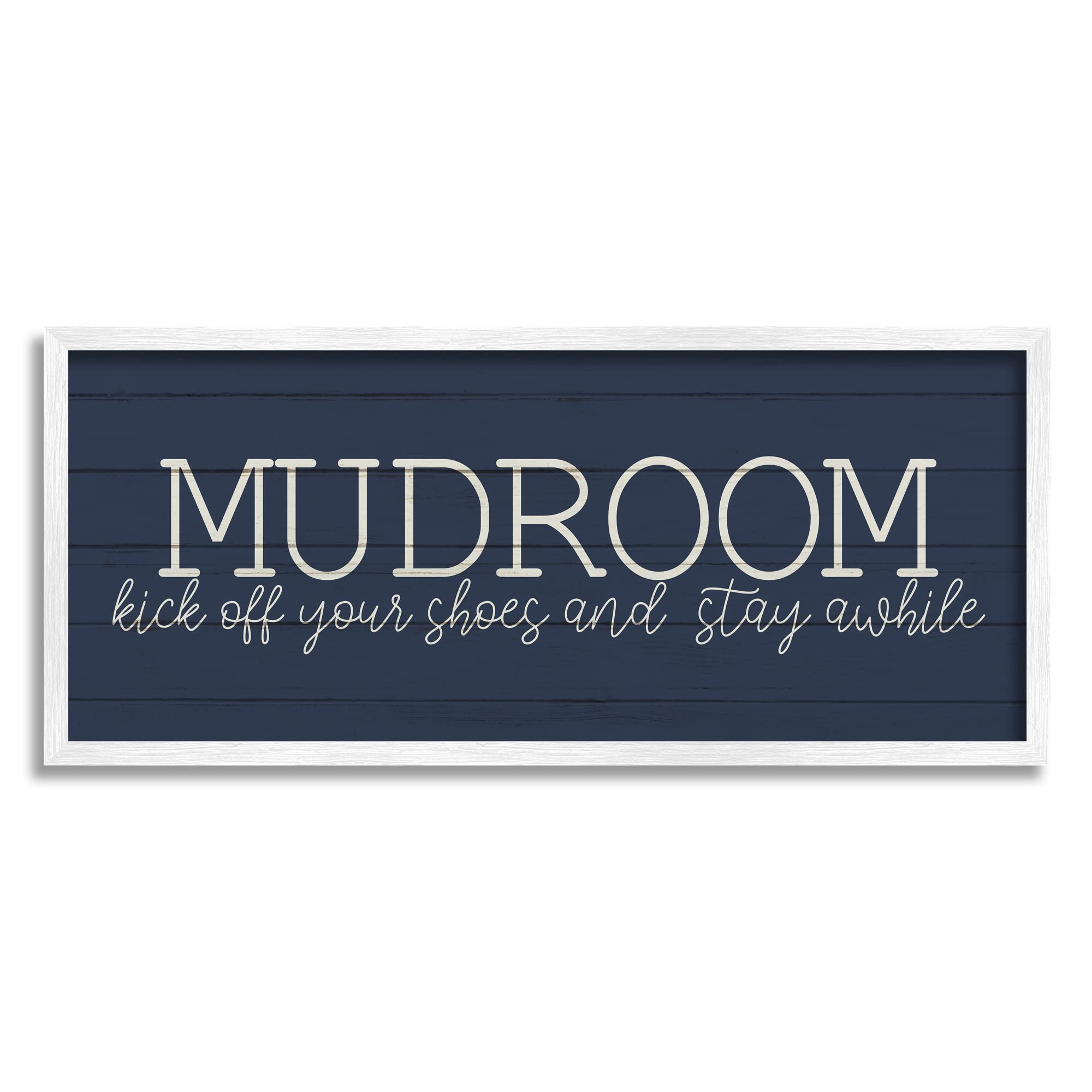 Stupell Industries Mudroom Kick Off Shoes Phrase Rustic Grain Pattern, Design by Kim Allen