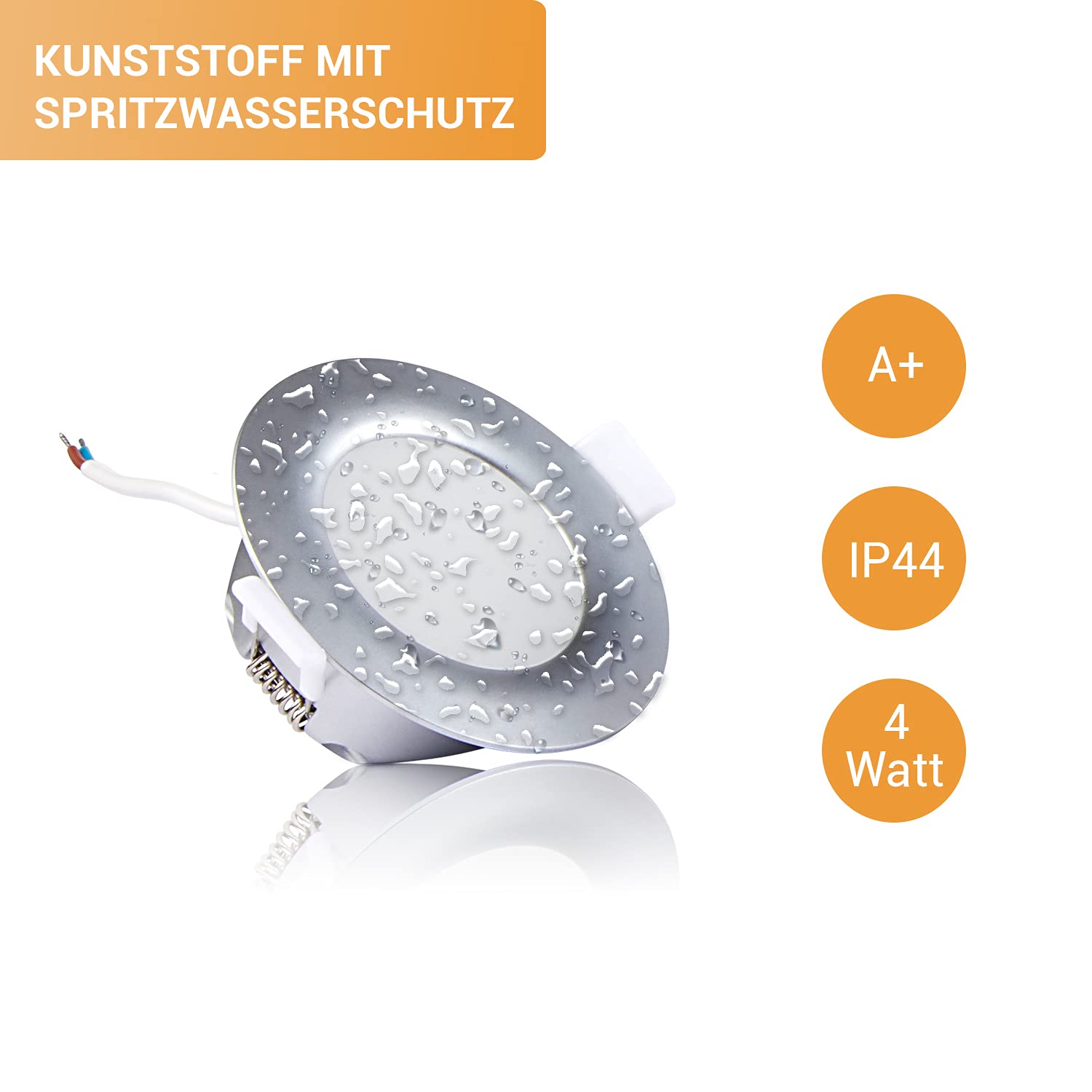 TEVEA PREMIUM LED Einbauleuchte - 230v - LED Einbaustrahler - helles, reines Licht - Deckenspot - Ultra Flach - IP44 - Energieklasse A+ - (5-er set) - Silber - Warmweiss