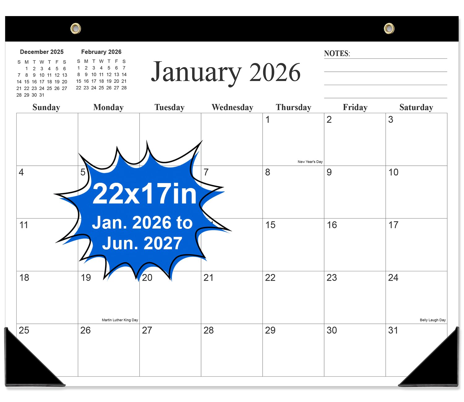 Large Desk Calendar 2026-22" x 17" Desk Calendar from January 2026 - June 2027, Desktop Pad Calendar 2026-2027 Perfect for Planning and Organizing In