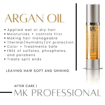 MK Professional Argan Oil for Hair, 4 fl oz (120ml) Pure & Natural Morocco Argan Oil by Majestic Keratin for Dry Damaged Hair, Scalp, Paraben Free - MADE IN USA
