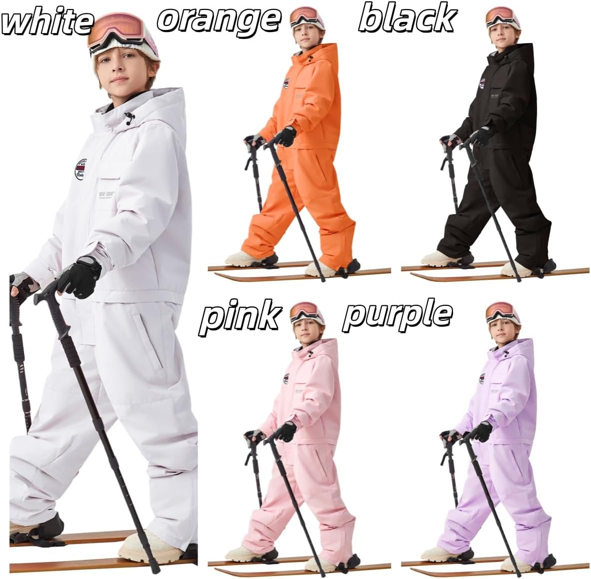 Boys/Girls One Piece Ski Suits Overalls Jumpsuit Windproof Waterproof Snowboarding Snow Suit for Kids Winter Outdoor - Image 4