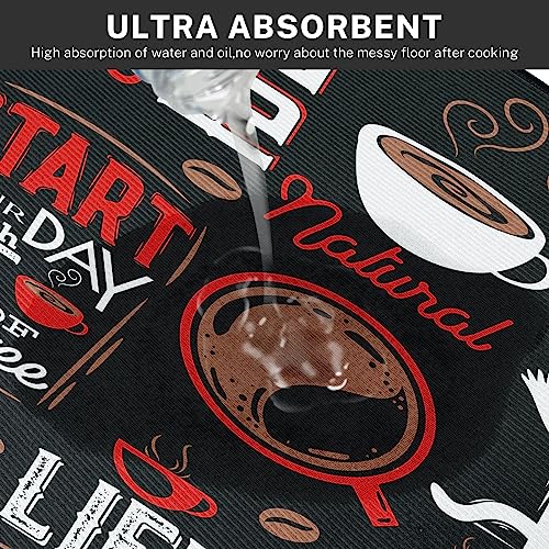 Tayney Coffee Doodle Kitchen Rugs And Mats Non Skid Washable Set Of 2, Life Begins After Coffee Kitchen Mats For Floor, Chocolate Cafe Kitchen Runner Rug, Funny Kitchen Decor #TOP6