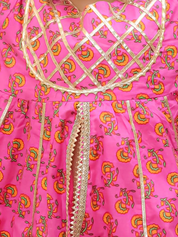 Image of superminis Girls Cotton Floral Printed Gotta Work 3 /4 Sleeves Sharara Suit Ethnic Wear Set