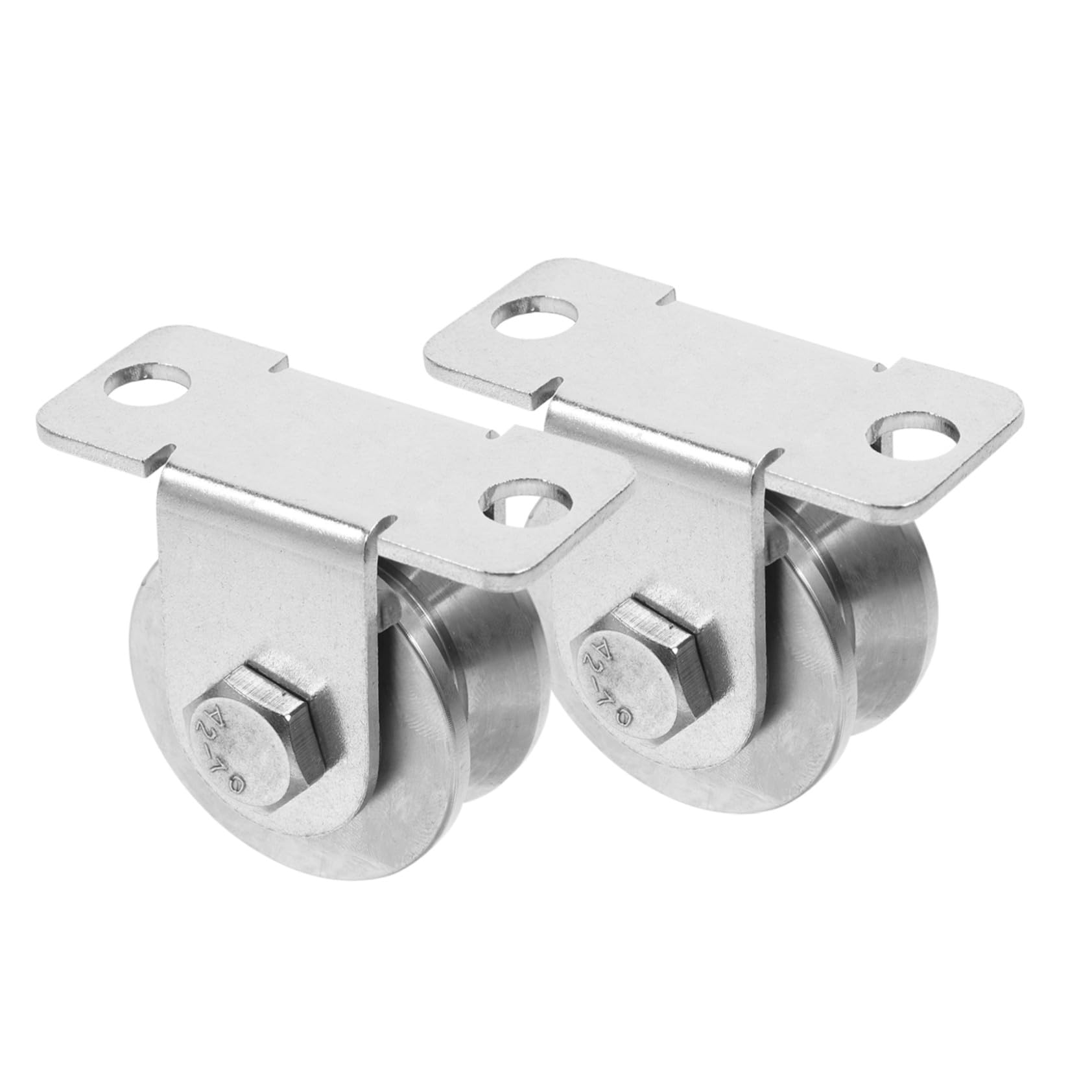 Carrucola per Corda in Acciaio Inox 48mm con Cuscinetti Interni | 2 Pezzi, Struttura a V, Montaggio a Parete, per Sistemi a Pulegge e Porte Scorrevoli