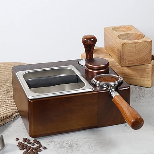 Miniatura 2 de C/M Estación de tampón de café expreso, soporte para filtro de café, caja de golpeo de expreso, base de madera, cubo de café, gran alternativa para
