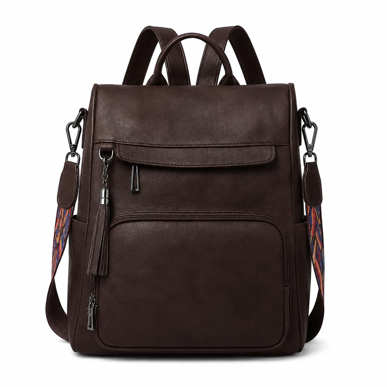 craftwood Women's PU Leather Backpack, Anti Theft Backpack Fashion Travel Ladies Shoulder Bags Handbags, Multi-Pocket, Detachable Colourful Strap, Laptop bag-picture-42