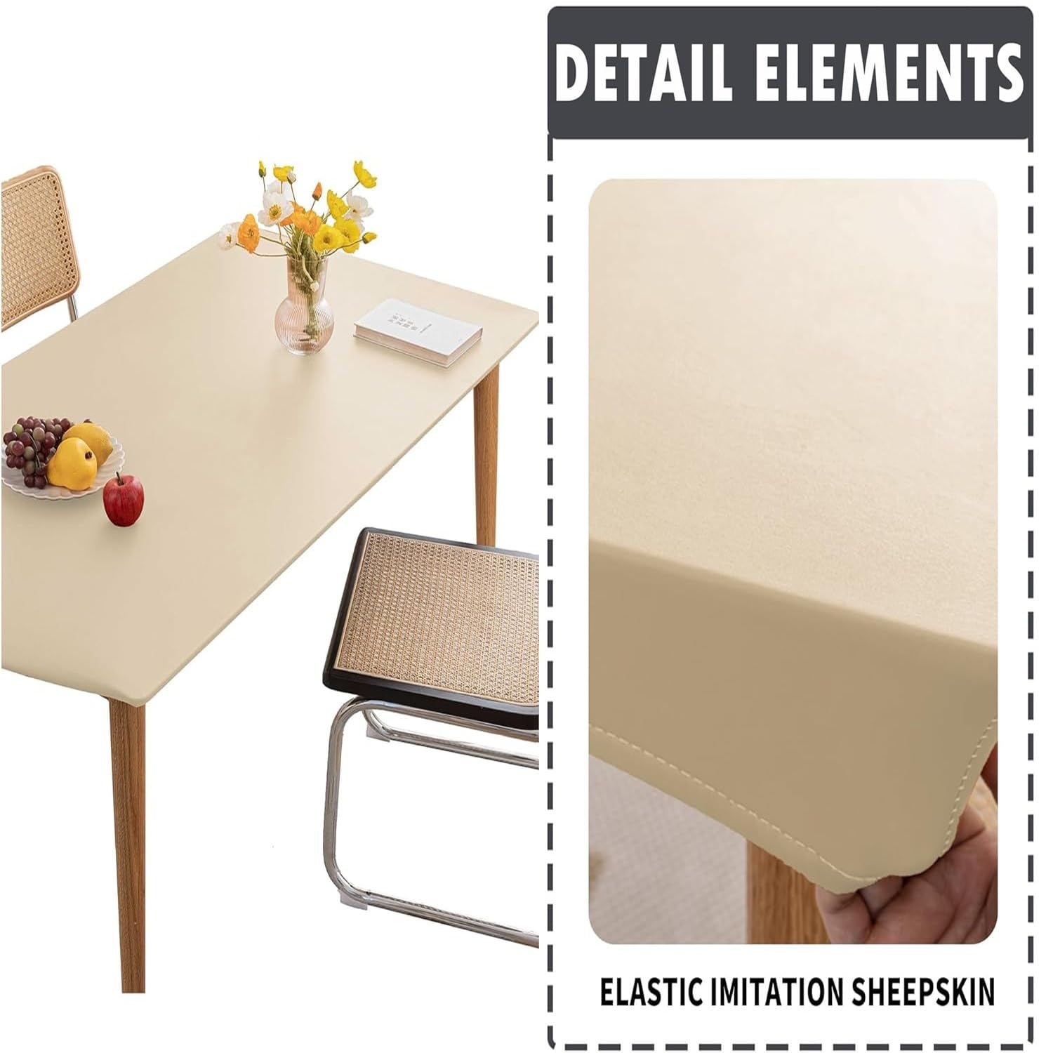 Copritavolo Quadrata Impermeabile 60×60-100×100cm Tovaglia Antimacchia Rettangolare 60×120 80×130 90×150 90×140cm Bordo Elasticizzato for Interno ed Esterno(Beige,100x100cm/40x40in)
