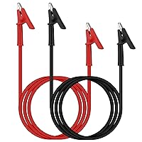 Vista 1 de SWANLAKE - 2 cables de prueba de clip de cocodrilo de doble extremo, 1000 V 15 A, 3.5 pies/3.3 ft, clips de cocodrilo de cable de cobre flexible