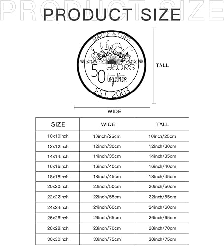 Miniatura 5 de Regalos de boda de 50 aniversario, decoraciones de 50 aniversario, letreros metálicos personalizados para el día del nombre, regalos de boda