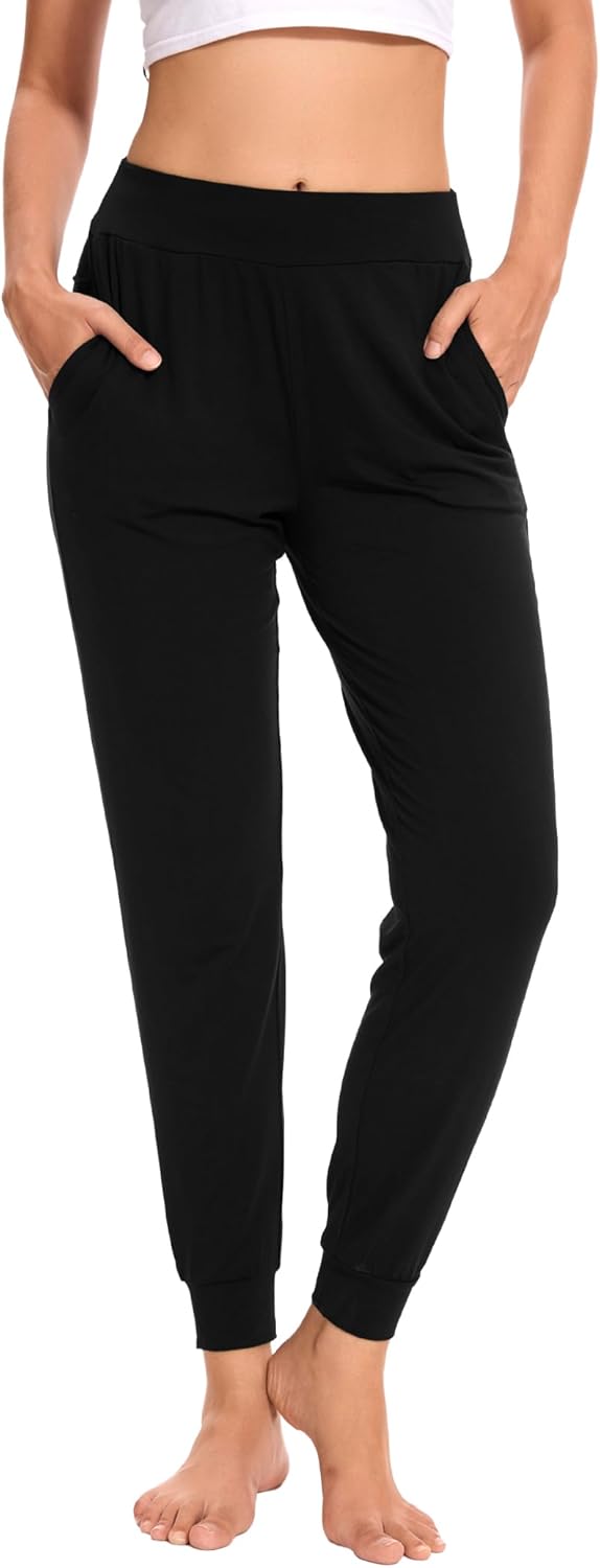 GYS Women's Bamboo Viscose Pajama Pants, High Waist Christmas Plaid Sleepwear Joggers with Pockets