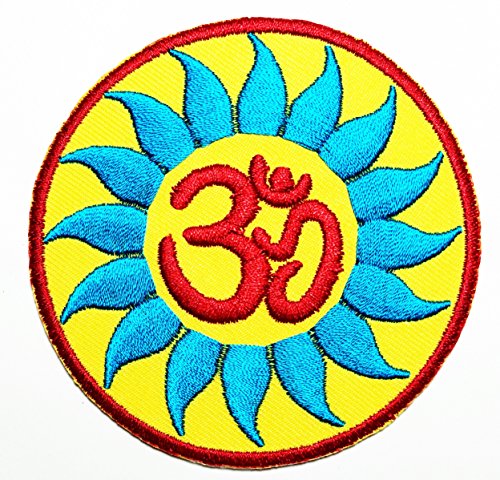 Hho Aum Om Ohm Hindu Yoga Indian Lotus Lucky Sign Hippie Logo Patch Embroidered Diy Patches Cute Applique Sew Iron On Kids Craft Patch For Bags Jackets Jeans Clothes #TOP17