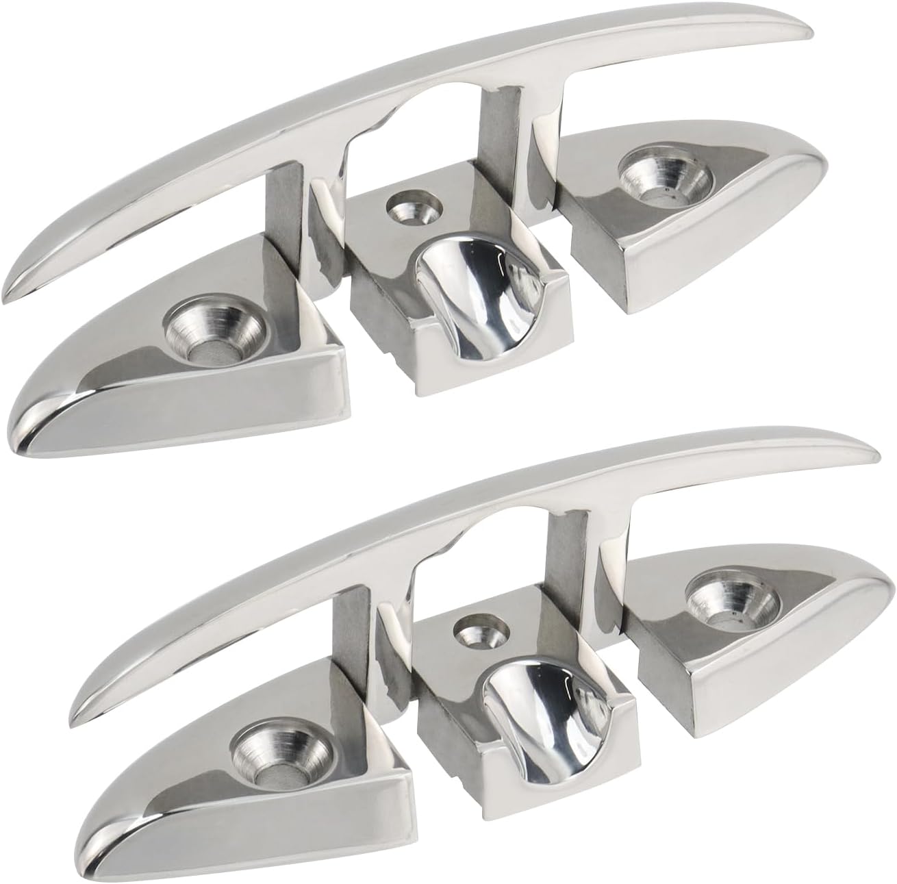 Wealrit 2 PCS Boat Folding Cleats 316 Stainless Steel Marine Boat Dock Cleats 6 inch, Flip Up Rope Cleat for Deck Kayak, Yachts,Pontoons Folding Cleats with Fasteners