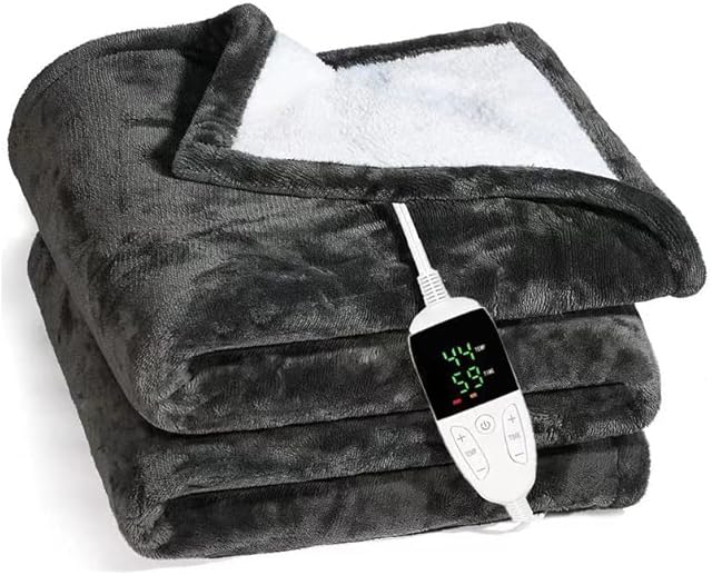 Extra Large Heated Electric Blanket, Ultra Soft Luxurious Flannel Electric Overblanket Auto Shutoff-Machine Washable-Timer and 4 Different Heat Settings Bed Throws for Winter Body Warmer (130*150CM)