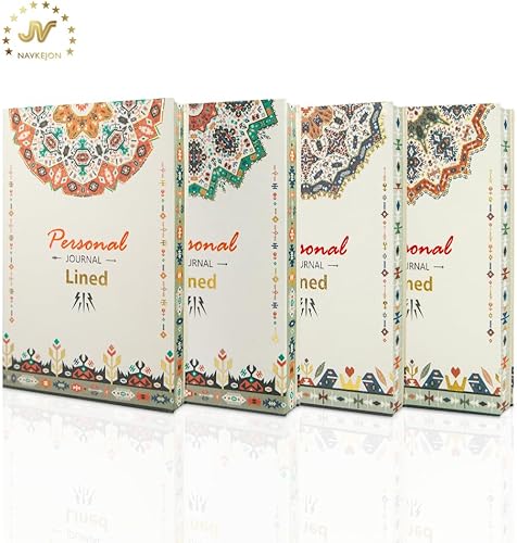 Miniatura 7 de Diario personal para mujeres y hombres, cuaderno con borde impreso bohemio, de tapa dura, con rayas, de papel grueso, para artista, plano de 0.315