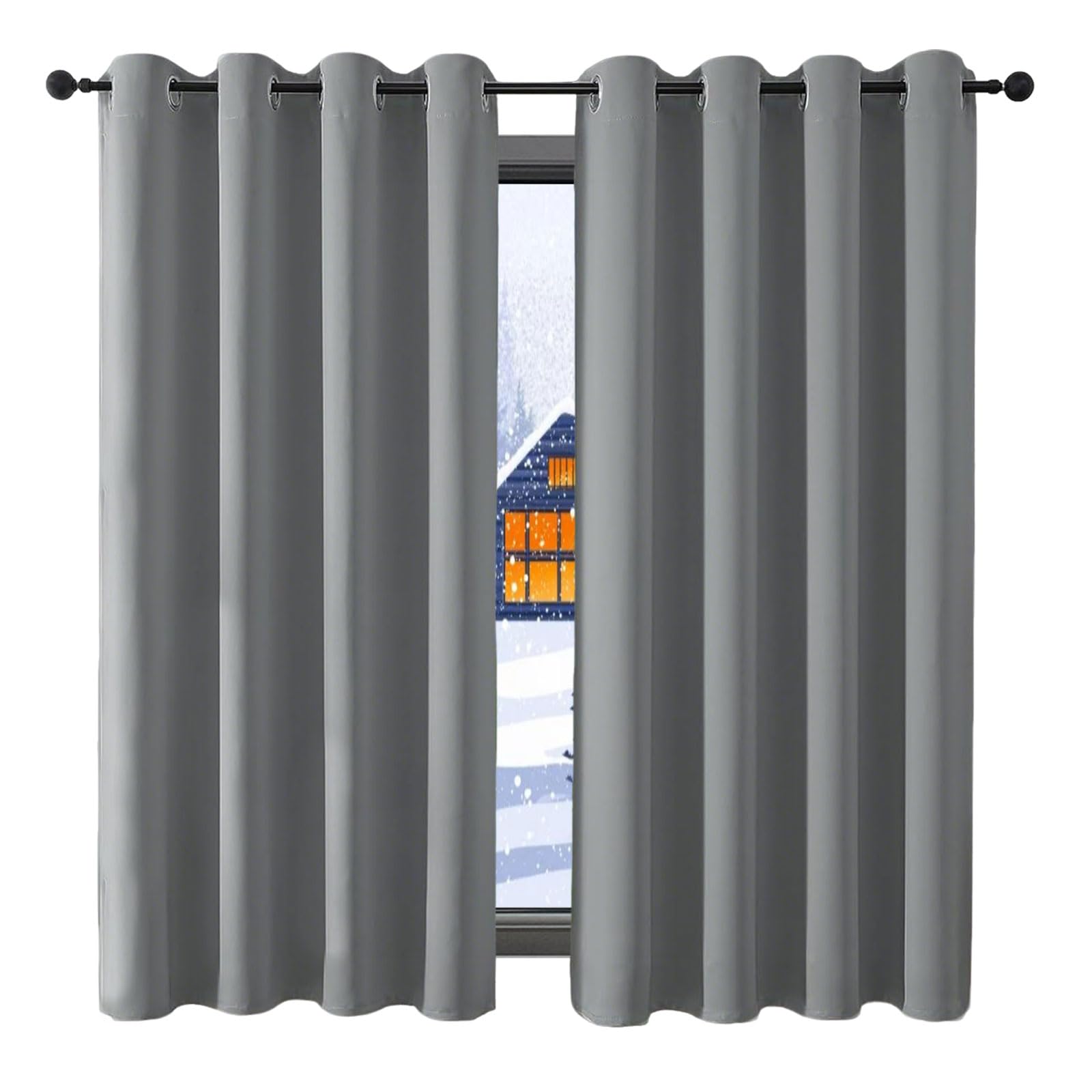 GUOJUN Tende Oscuranti per Interni 80 x 270 cm Termiche Isolanti e Moderne Tenda Coprenti Tinta Unita Anti-Rumore, Pesante, Opache per Soggiorno e Camera da Letto, Grigio Chiaro