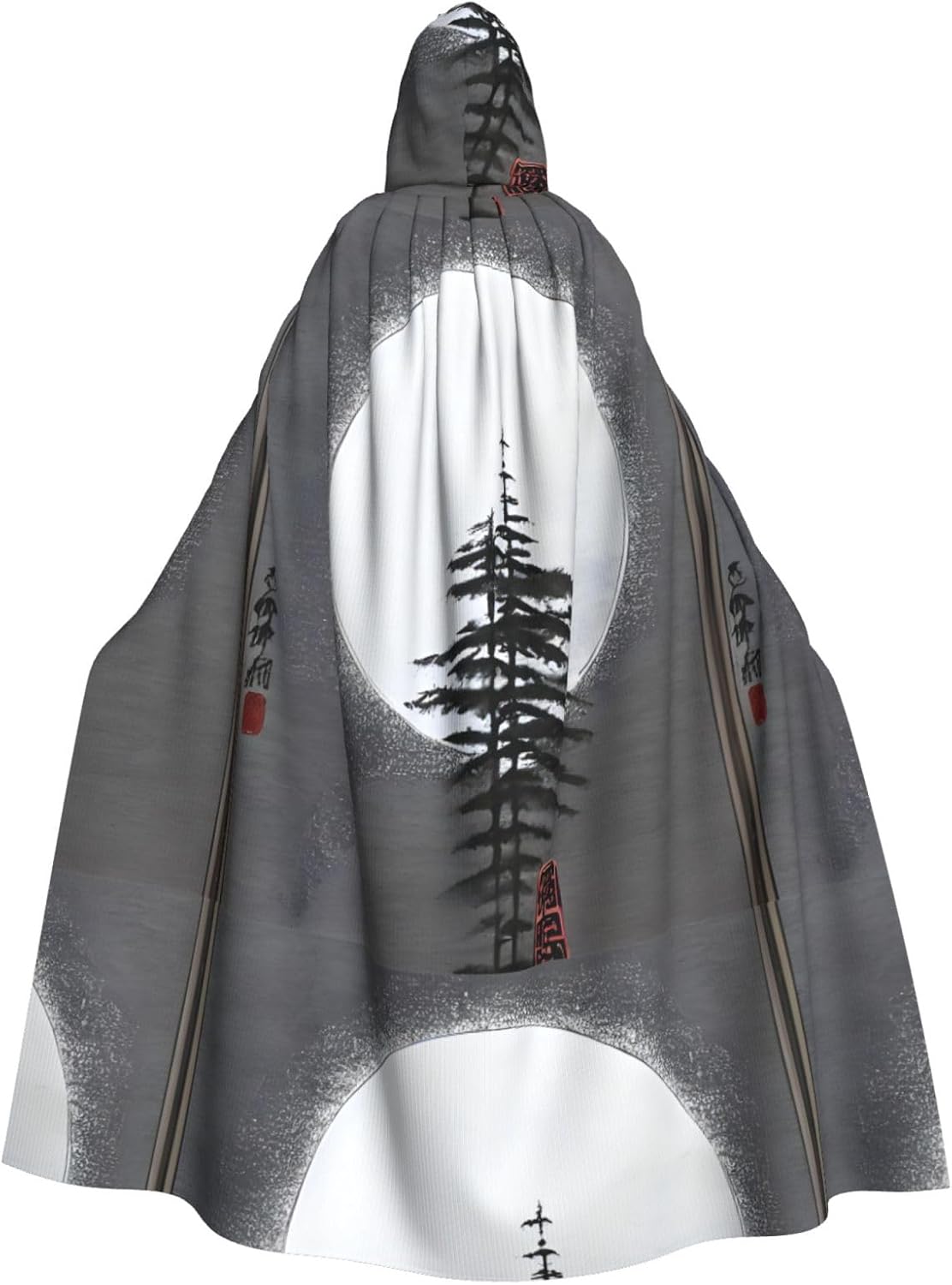 Moon Pine Tree Men Women Halloween Role Play Party Decoration Hooded Poncho Black
