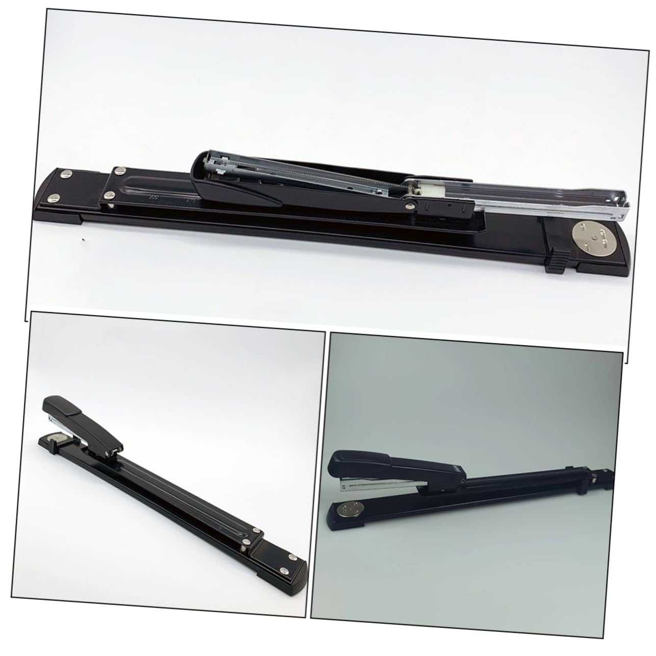 Housoutil 3 Pezzi Cucitrice Braccio lungo Multifunzionale per Ufficio Pinzatrice Portatile per Rilegatura Documenti Design Ergonomico per Scuola e Lavoro
