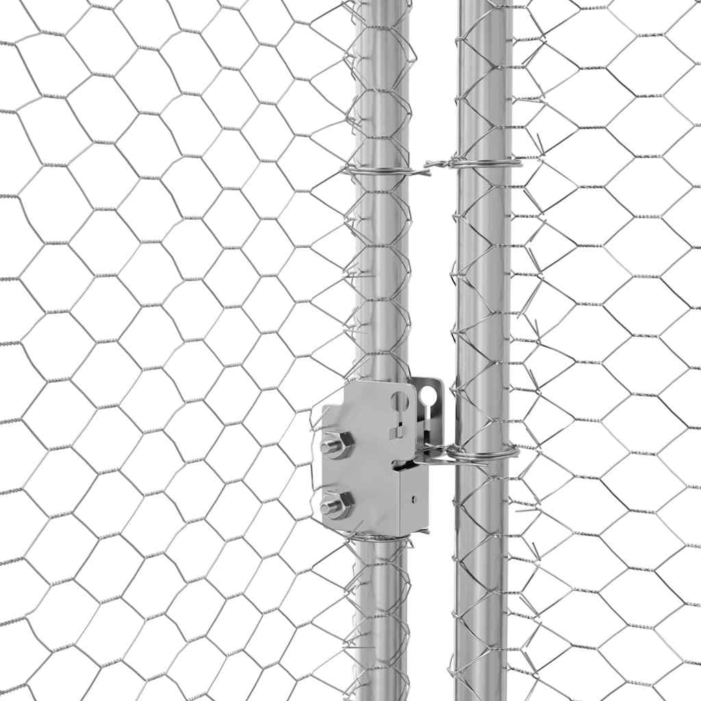 Jaula para gallinas, 2 unidades, plateada, 400 x 200 x 200 cm, acero galvanizado, jaula para gallinas, gallinas, conejos, gansos, palomas y codornices