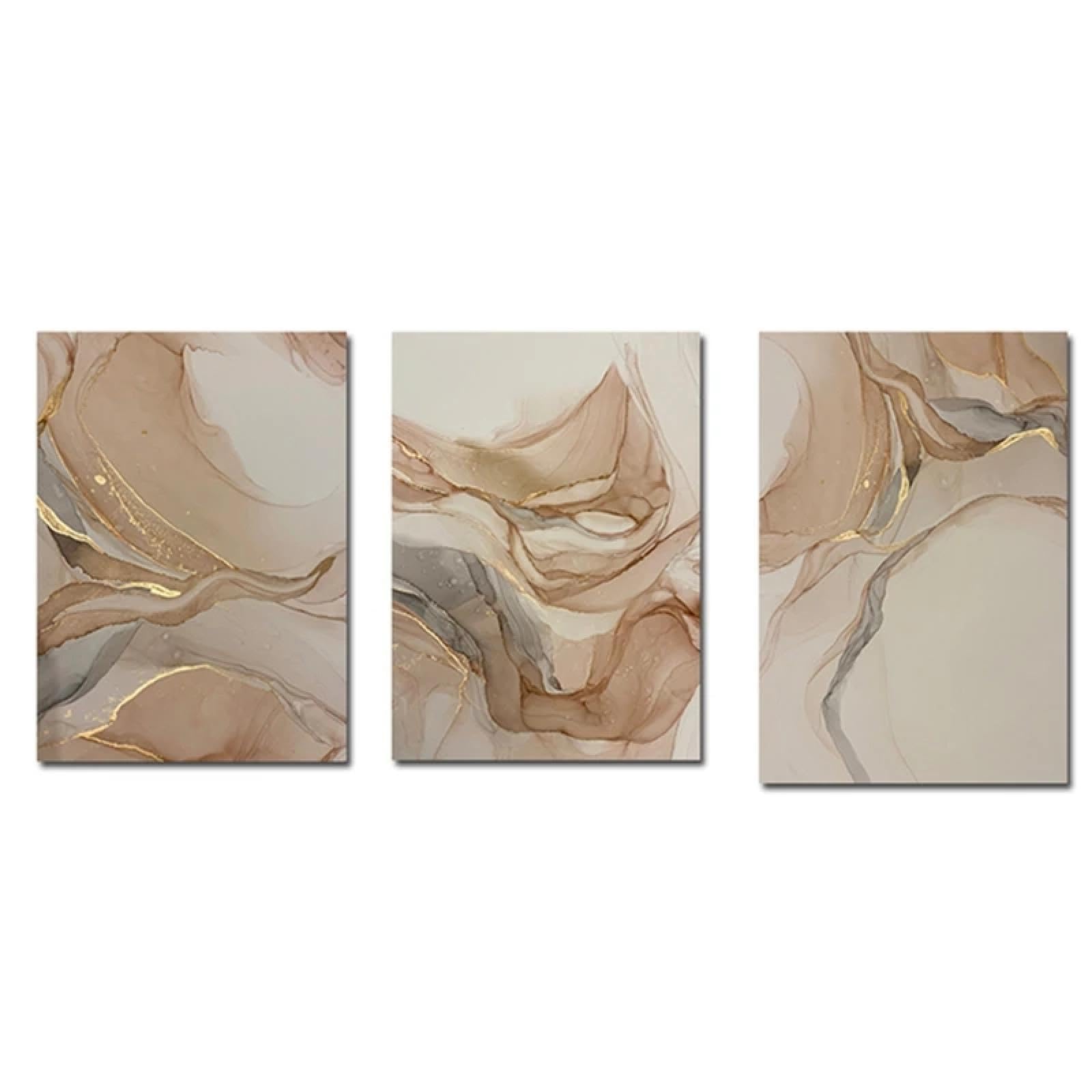 Affiche et impressions abstraites luxe marbre beige triptyque - 8