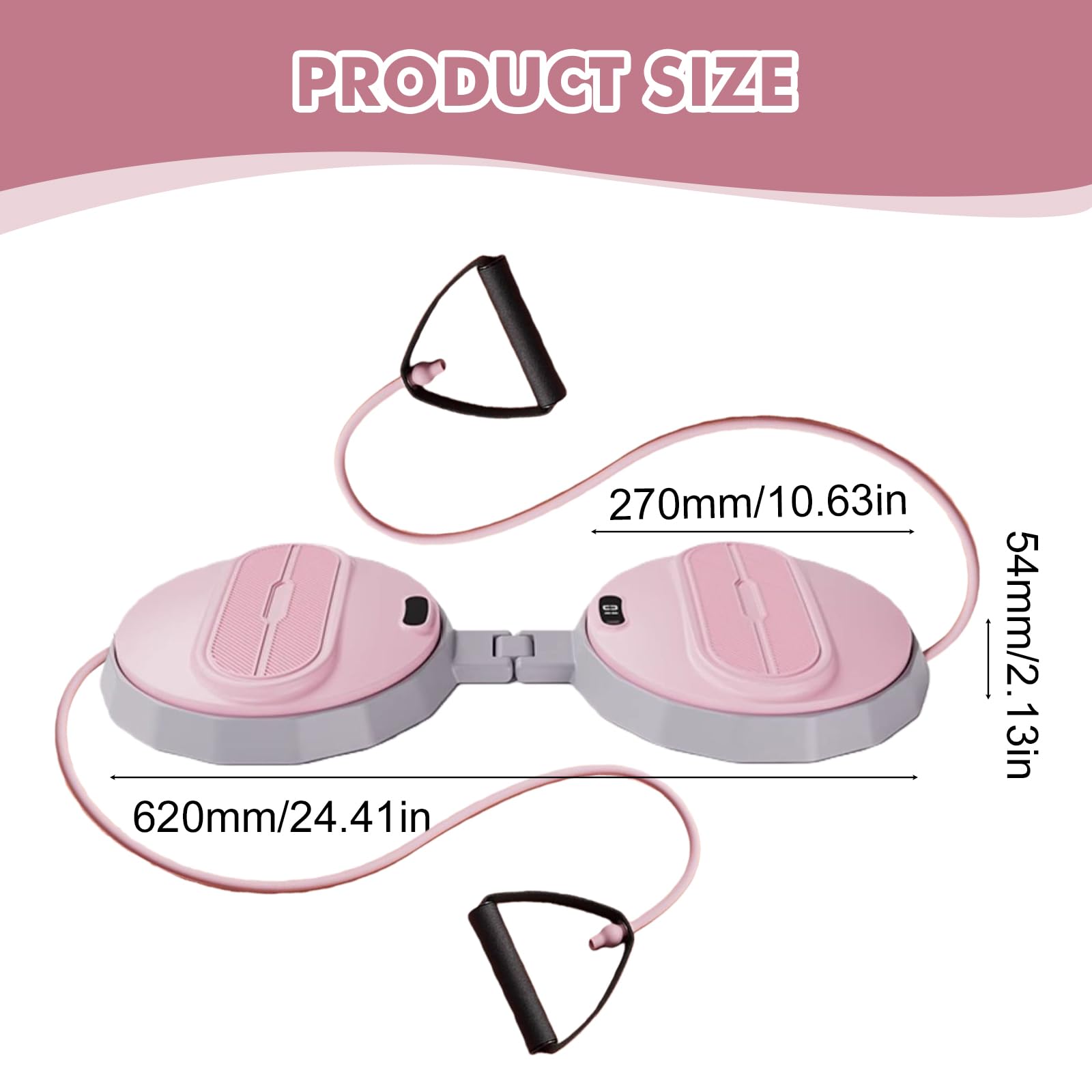 Waist Twister Machine, Disco a Vita Pieghevole con Contapassi & Coulisse, Attrezzatura Fitness per Casa, Capacità di Carico 400KG, Tavola Twist Antiscivolo per Dimagrimento - Rosa