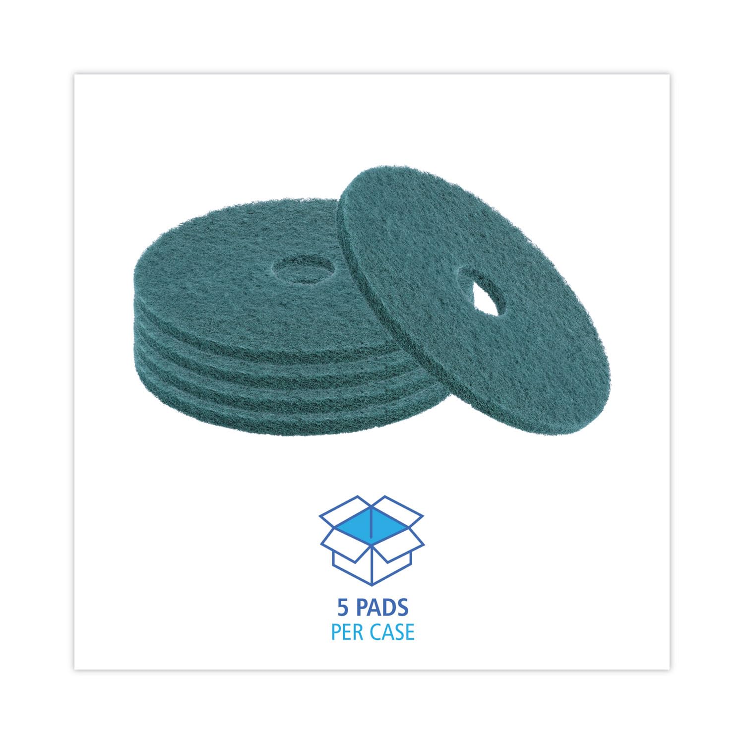 Boardwalk Almohadillas de suelo resistentes para fregar, 17 pulgadas de diámetro, verde, 5/caja