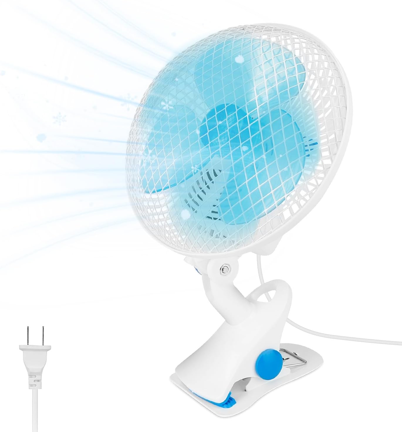 TeqHome Clip-On Fan, 2 Speeds Quiet Oscillating Clip Fan, 90° Adjustable Tilt, Portable Rechargeable Personal Fan for Desk, Home, Office, Dorms, Strollers, Camping, Wall Mount