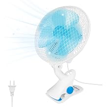 TeqHome Clip-On Fan, 2 Speeds Quiet Oscillating Clip Fan, 90 Adjustable Tilt, Portable Rechargeable Personal Fan for Desk, Home, Office, Dorms, Strollers, Camping, Wall Mount