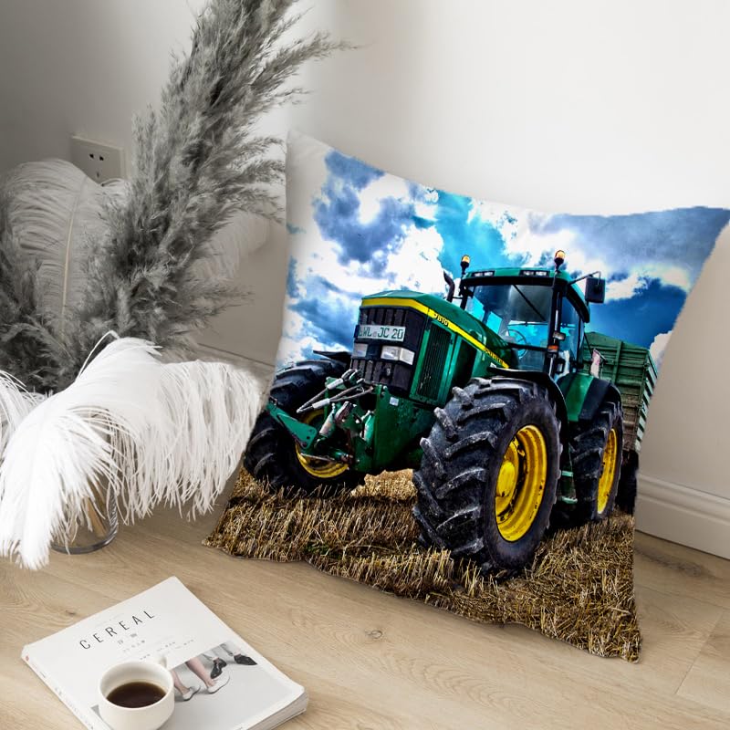 HUASHUZI Cushion Cover Tractor Gifts for Men Bedroom Accessories Boys Room Decor Kids Farming Throw Pillow Case Farm Home Decorations Couch Sofa 18"x18"(45x45cm) - Image 3