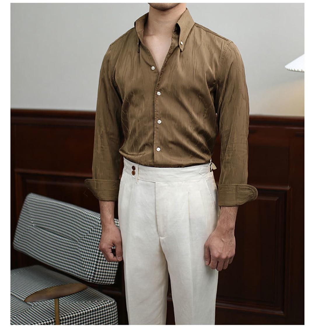 Amazon.com: Men Long Sleeve Business Formal Dress Shirt Solid Color Simple  Shirt Pleated Slim No Iron Shirt Black EU XXS 52kg T0 : Clothing, Shoes &  Jewelry