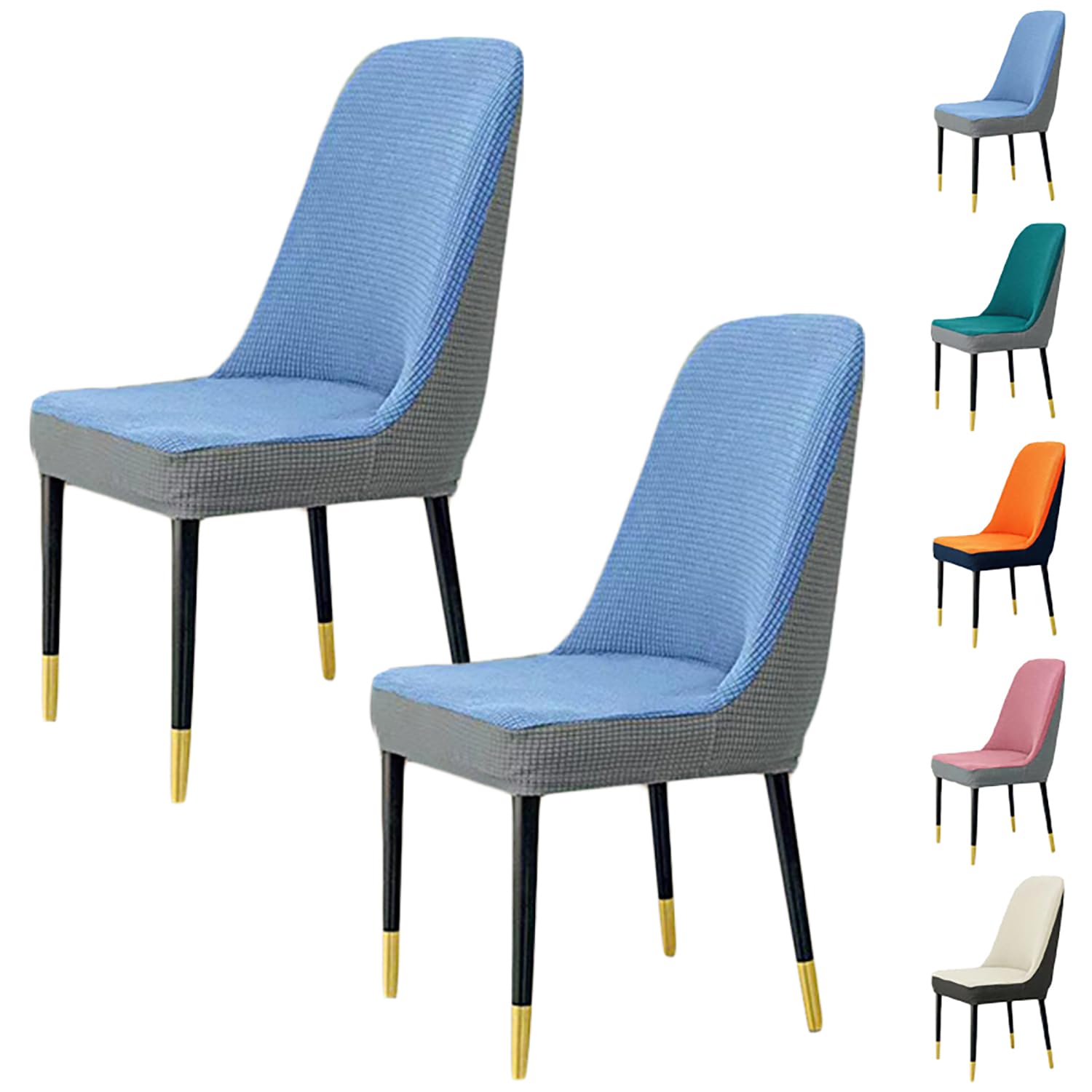Housses de chaise jacquard haut de gamme : protections bicolores ajustées bleu
