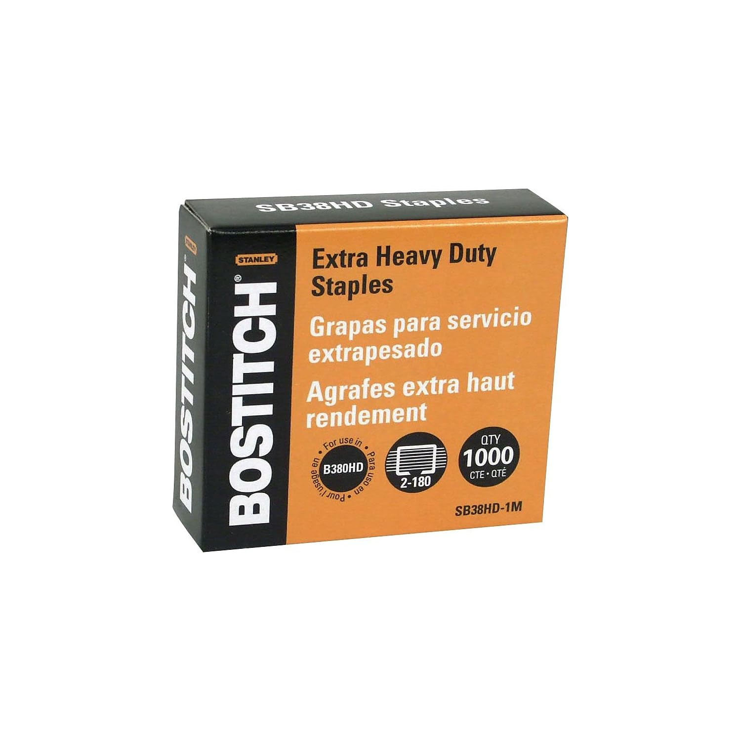 Bostitch Punti Metallici per Auto 180, 1000/BX, Argento, per Cartone o Materiali di Imballaggio, Tessuti o Imbottiture, Lavorazione del Legno