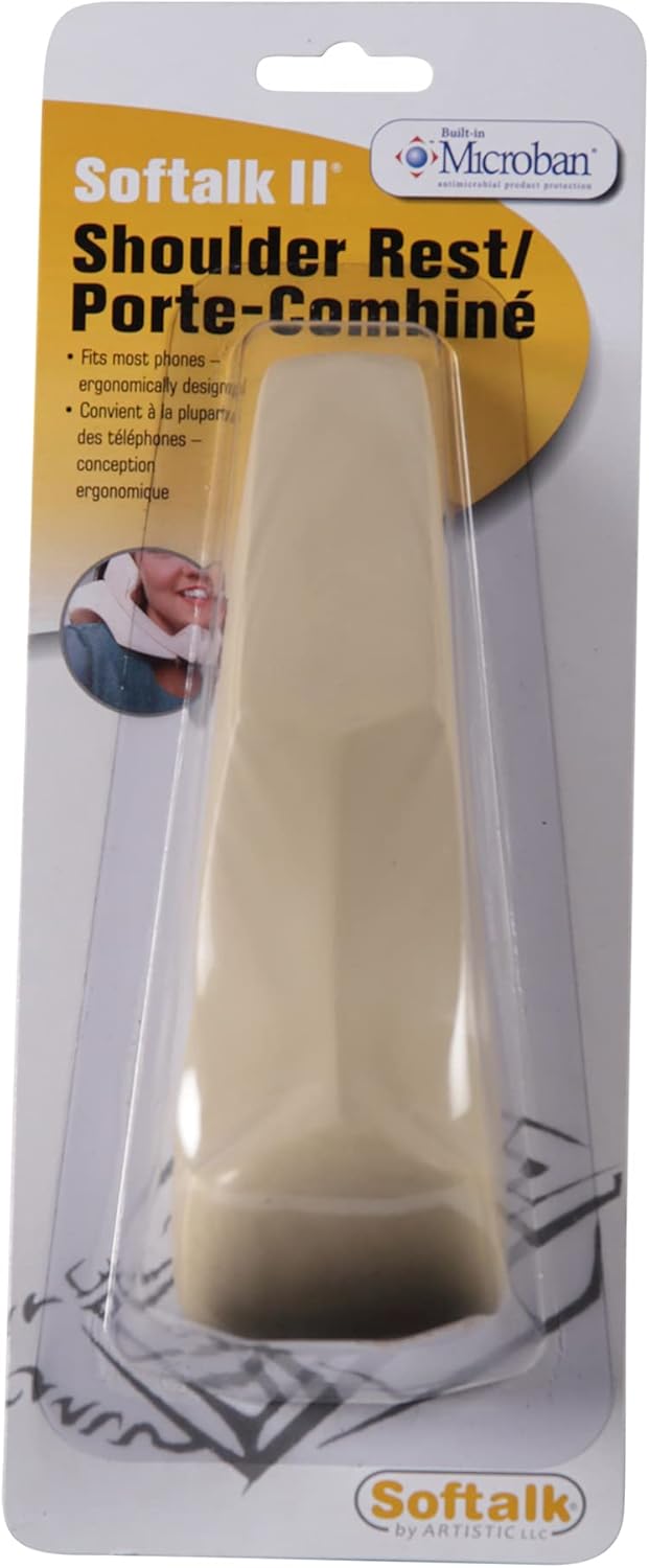 Wееklу Tор Sаlе Softalk II Antibacterial Phone Shoulder Rest, Landline Office Telephone Accessory with Nonslip Ergo-Grip Cushion and Self-Adhesive Tape Attachment, Ivory