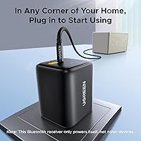 Vista 4 de UGREEN Adaptador de audio LDAC Bluetooth 6.0 para altavoces domésticos de TV, receptor Bluetooth de audio inalámbrico de alta resolución, añade