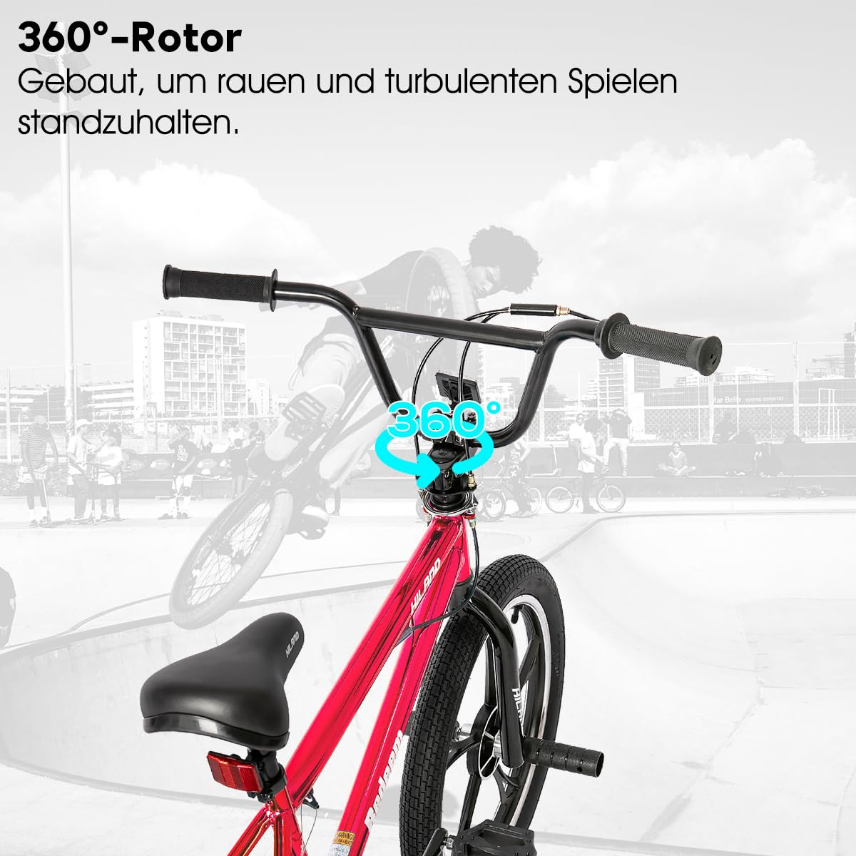 Hiland 20 Pouces Vélo BMX Freestyle avec Système de Rotor à 360°, 4 Pegs en Acier et Roue Libre Hiland 20 Pouces Vélo BMX Freestyle avec Système de Rotor à 360°, 4 Pegs en Acier et Roue Libre