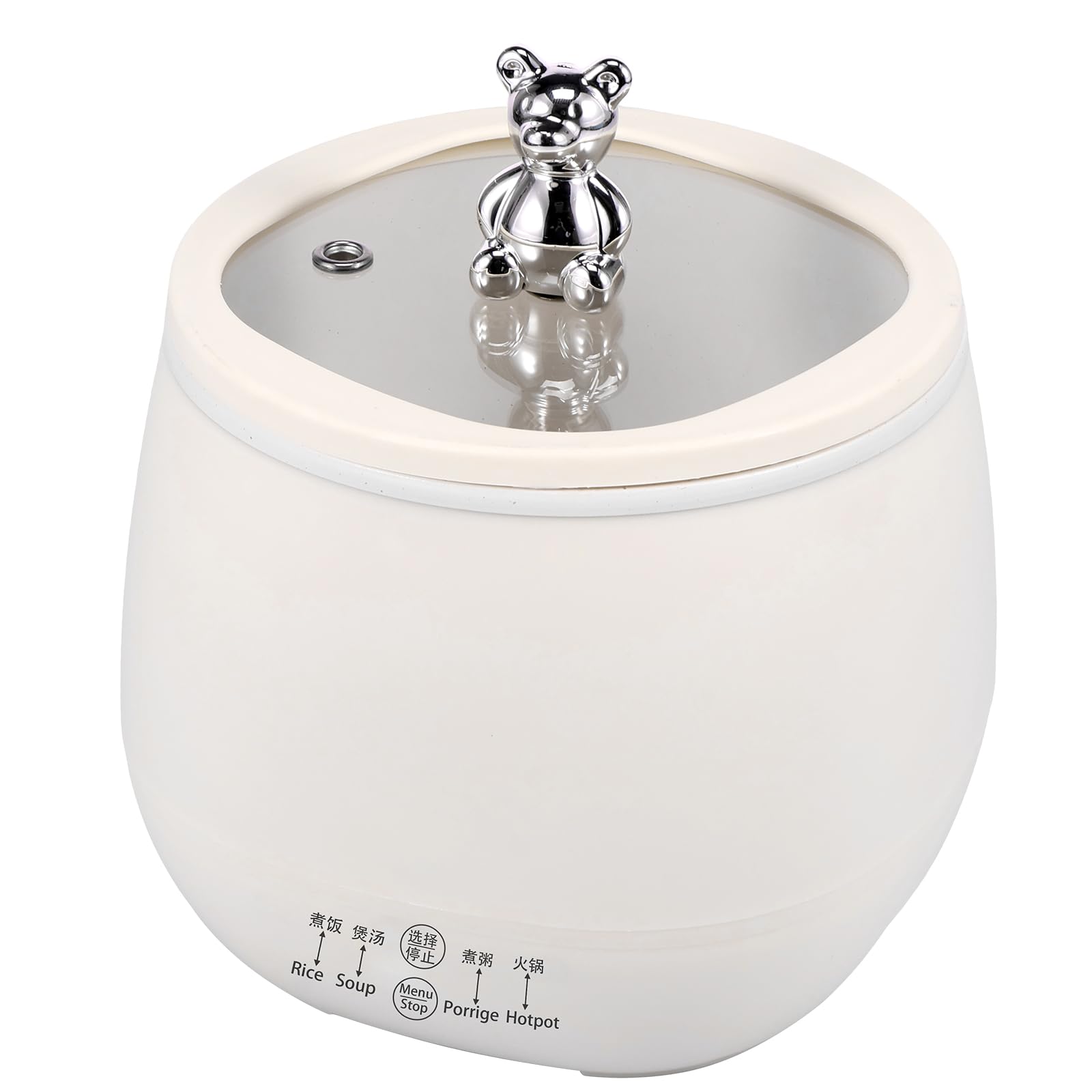 YUNYOUC Electric Rice Cooker with Glass Lid, 1.8L Rice Cookers Pot, Keep Warm Function, Non-Stick, 450W Electric Cooking Pot with Measuring Cup for Home Cooking(White)
