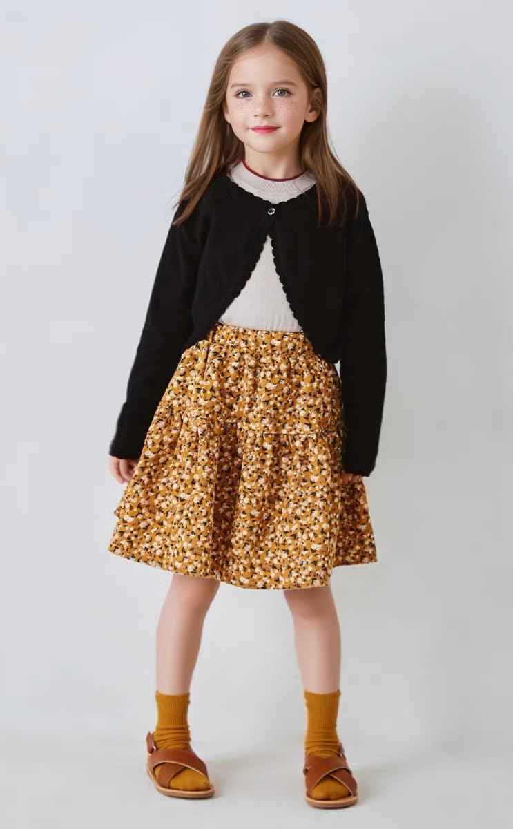 Toddler Girls Cardigan Sweater Bolero Shrug Baby Kids Long Sleeve Cropped Dress Up Button Closure Jacket Tops - Image 2