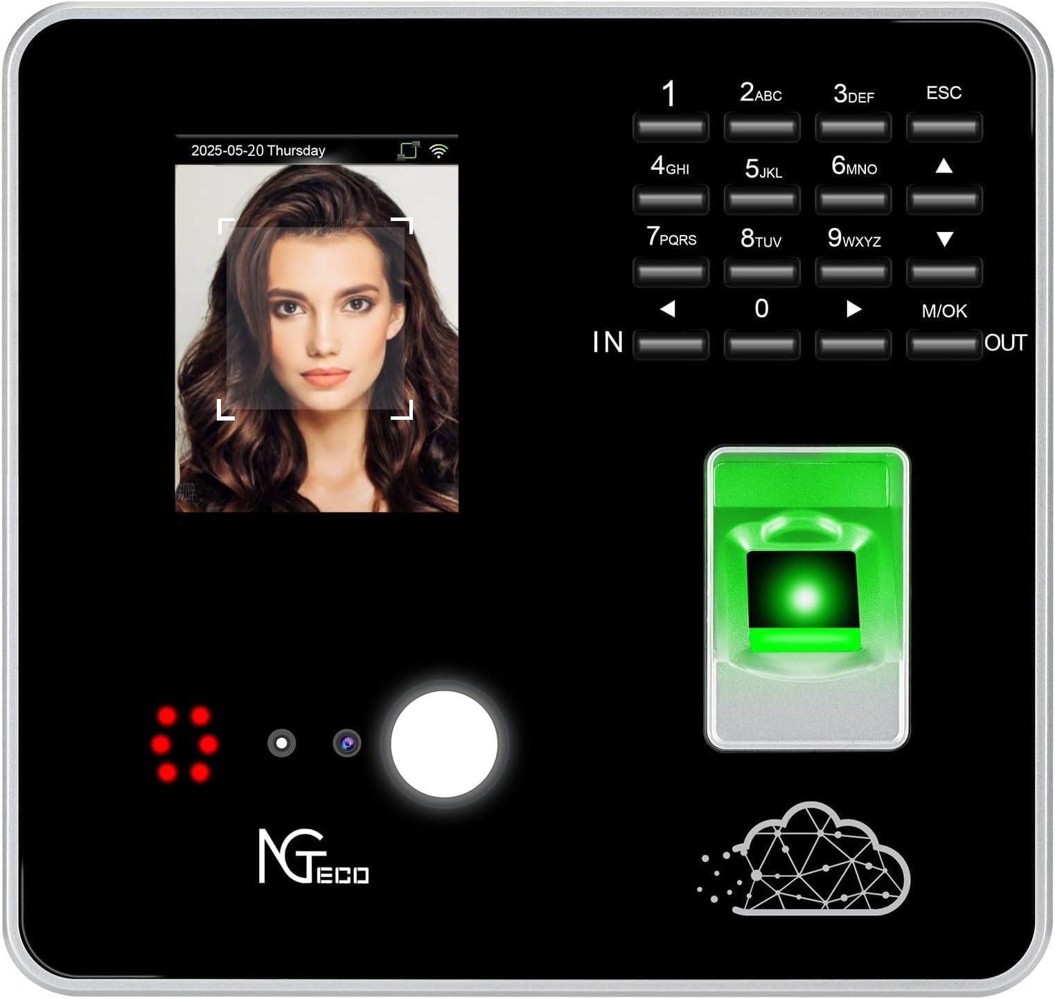 Cloud Time Clock, Upgraded TC1 Remote Control 2.4GHz WiFi Time Card Machine for Small Business with Software & App for iOS/Android, Includes 5 RFID Cards No Monthly Fees