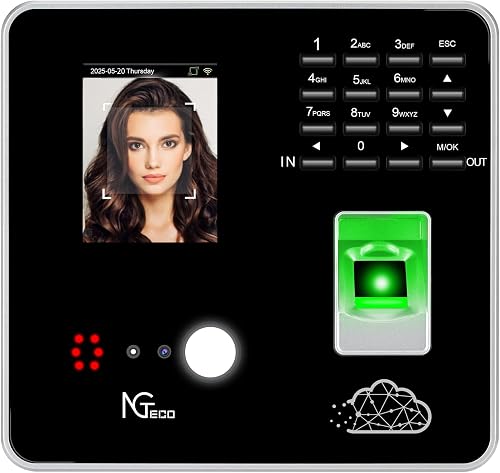 NGTeco Cloud Time Clock - Remote Control 2.4GHz WiFi Time Clocks for Employees Small Business with Software ＆ App for iOS/Android, 0 Monthly Fees Upgraded TC1 Time Card Machine with 5 RFID Cards