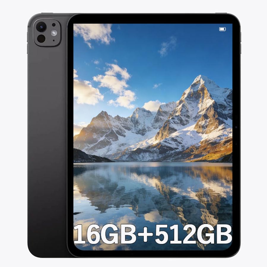 11-Inch (M5) Tablet 16GB RAM 512GB ROM Dual SIM 13MP Camera Octa-Core 7000mAh Long Battery Life Metal Body WiFi OTG Android 16 Fast Portable Tablet for Work/Study/Entertainment (Black)