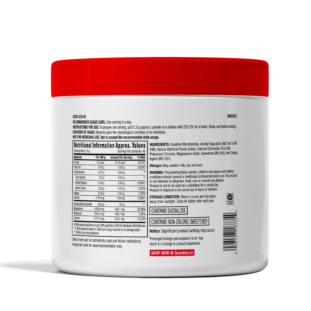 GNC Creatine+ Electrolytes | 3g Creatine Monohydrate + Sodium, Potassium, Calcium, Magnesium | Boosts Muscle Growth, Hydration, Energy & Recovery | Zero Sugar | 100% Veg | 250g | Lemon - Image 9 thumbnail