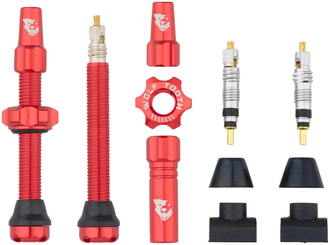 Wolf Tooth Kit de vástago de válvula sin cámara de 44 mm, Color Rojo | Kits de reparación de neumáticos de ciclismo