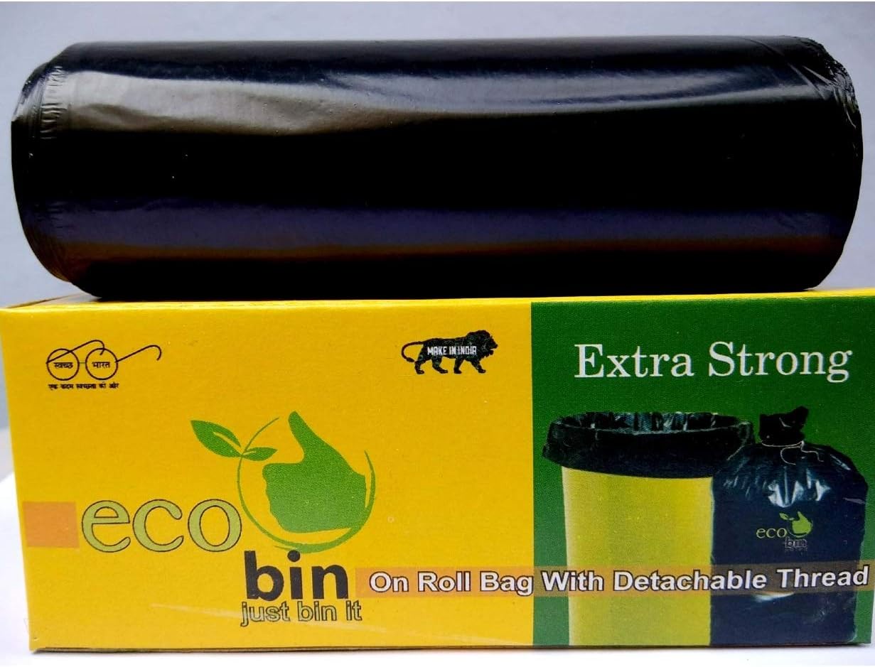 EcobinEco bin Dustbin Bags Biodegradable For Kitchen, Office, Medium Size (Black, 43cmx48cm, 180 Bag)(Garbage Bags/Trash bags)