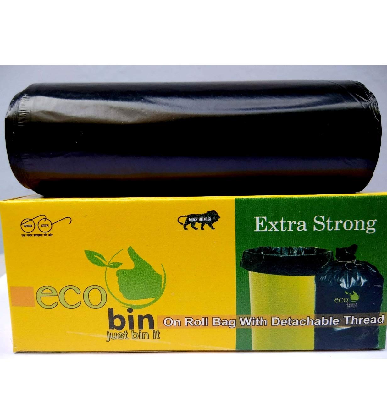 EcobinEco bin Dustbin Bags Biodegradable For Kitchen, Office, Medium Size (Black, 43cmx48cm, 180 Bag)(Garbage Bags/Trash bags)